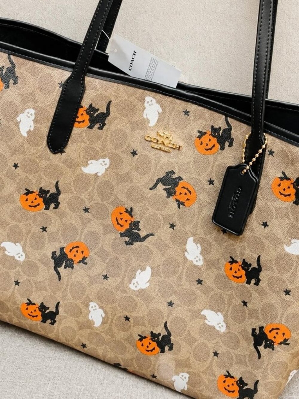 Coach City Tote In Signature Canvas With Halloween Print